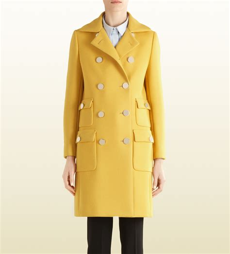 gucci women's jacket fur collar yellow lining|Gucci coats for women.